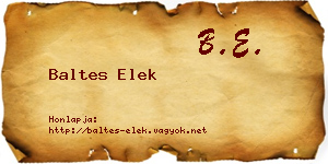 Baltes Elek névjegykártya
